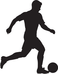 Silhouette of a soccer player kicking a ball on a white background football on transparent background