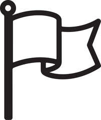 Black Outline Flag Icon on White Background symbol sign on transparent background