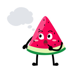 Cute Hand Drawn Watermelon Daydreaming Imagining