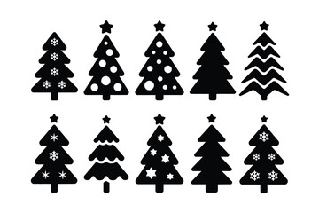 Obraz premium Collection of diverse, stylized Christmas trees, perfect for festive holiday design.