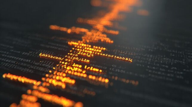 Glowing Code Lines Illustrate a Cybersecurity Solution Repairing a Digital System in a Secure Environment
