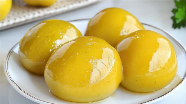 Delightful homemade yellow pastries, perfect for dessert or snack. Each bite-sized ball has a tangy lemon flavor that makes them an irresistible treat.