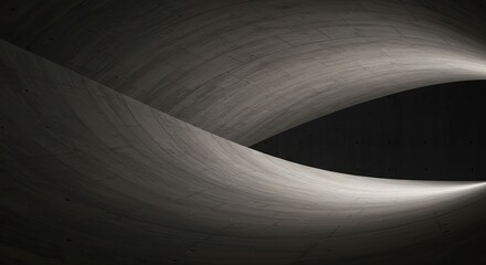 Sweeping abstract curve showcasing large scale geometry and modern design. Massive concrete structure with smooth surface texture ,rounded ,huge ,futuristic