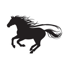 Running horse silhouette logo, wild stallion vector design