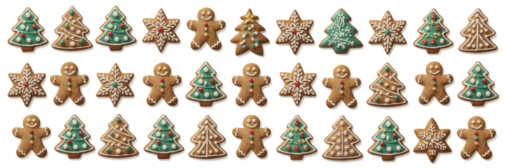 Cartoon christmas gingerbread cookies set. Xmas gingerbreads sweets star snowflake tree man, noel holiday decoration vector illustration
