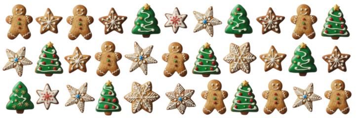 Cartoon christmas gingerbread cookies set. Xmas gingerbreads sweets star snowflake tree man, noel holiday decoration vector illustration
