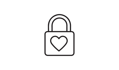 Simple heart padlock icon for love and security concepts