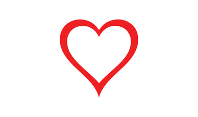 Simple outline of a bright red heart on a white background