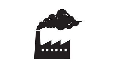 Industrial factory chimney emitting dark smoke against a white background