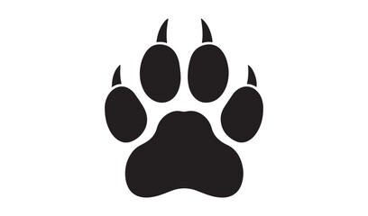 Black silhouette of a single wolf paw print on a white background