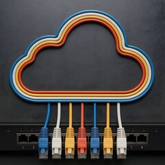 Server cables forming cloud shape when viewed from above