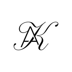 initial letter a with k script logo