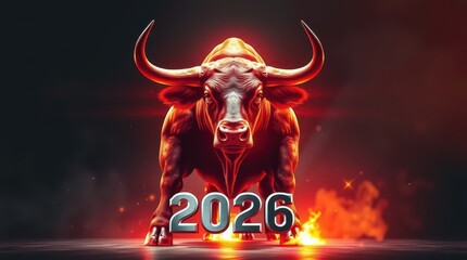 Zodiac horoscope Taurus fire background 2026