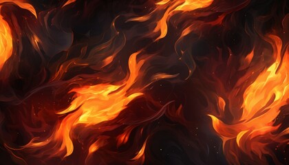 Vibrant flames dancing against a dark background creating a dynamic and captivating visual display of fire's energy and movement