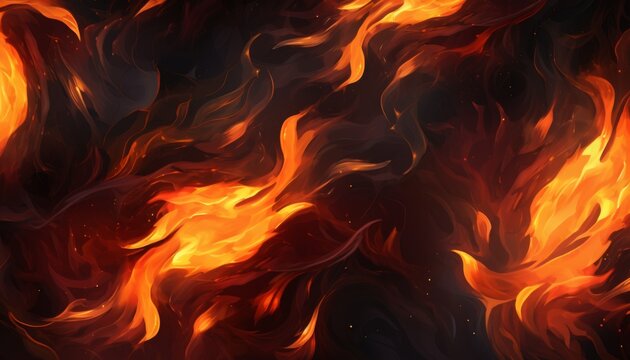 Vibrant flames dancing against a dark background creating a dynamic and captivating visual display of fire's energy and movement