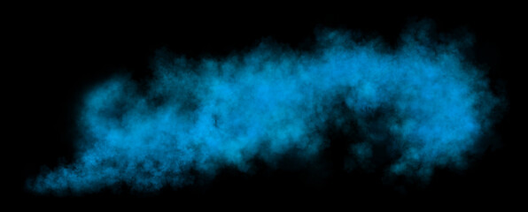 Light blue smoke cloud trail on transparent background with realistic puff explosion effect and chemical spray