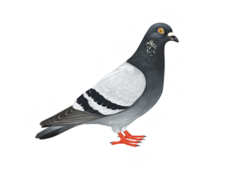 Pigeon bird animal wildlife urban gray feather beak eye standing isolated nature city avian domestic pet wing tail plumage walking side view realistic illustration detailed outdoor fauna