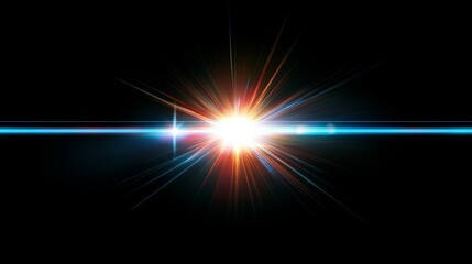 Radiant Light Burst Abstract Flare on Black, lens flare, light effect
