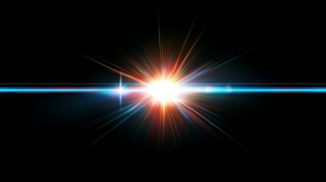 Radiant Light Burst Abstract Flare on Black, lens flare, light effect