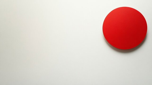 Red Circle on Textured White Background, Abstract , Minimalism