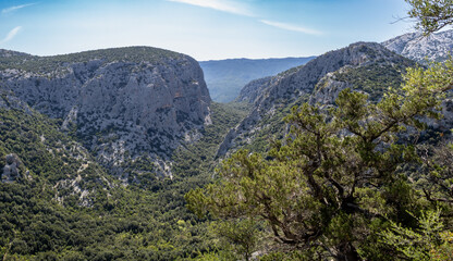Obraz premium Views of mountains in the way to Tiscali archaeologicall site in Sardinia island