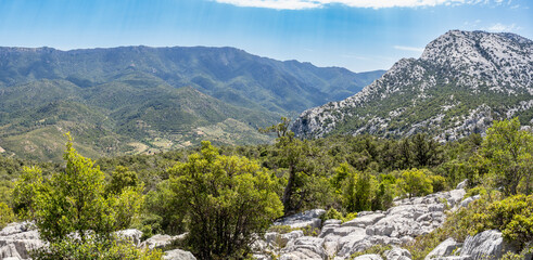 Views of mountains in the way to Tiscali archaeologicall site in Sardinia island