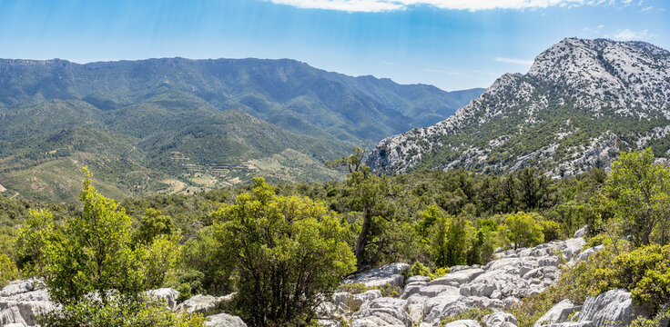 Views of mountains in the way to Tiscali archaeologicall site in Sardinia island