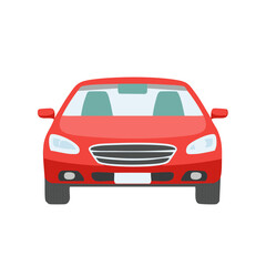 Fototapeta premium Front View of Red Modern Passenger Car on a White Background for Automotive Transportation Concepts