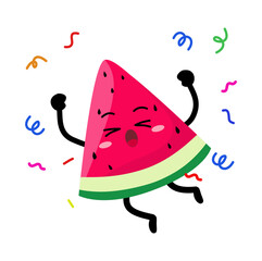 Cute Hand Drawn Watermelon Celebration Jump