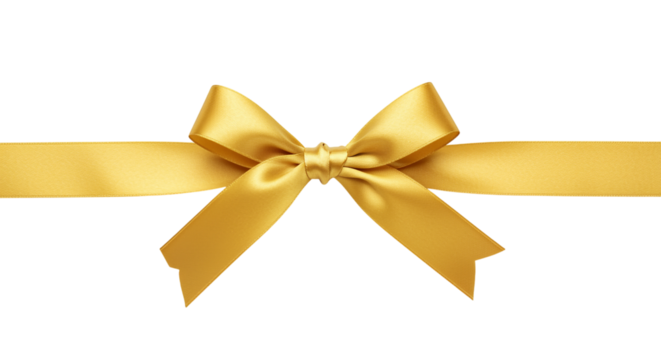 Golden Satin Bow isolated on a transparent background