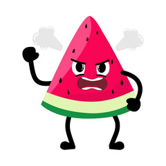 Cute Hand Drawn Furious Mad Watermelon