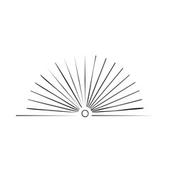 Abstract radiating lines forming a semi-circle around a small circle, minimalist graphic design