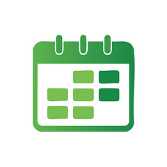 Green calendar with days schedule reminder dates agenda planning appointments