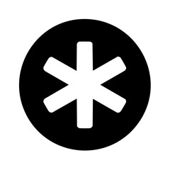 Obraz premium Black round button with white asterisk symbol clean graphic interface element
