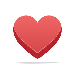 Red Isometric Heart Symbol Floating with a Drop Shadow for Valentine's Day Love