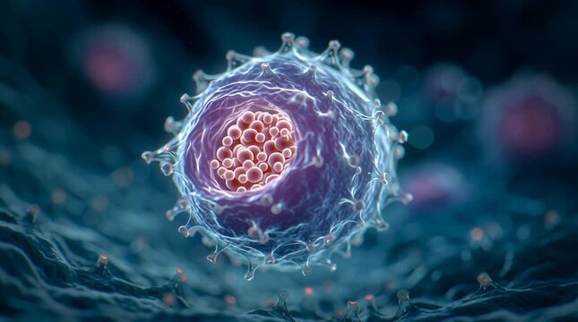 medical visualization of a human egg cell surrounded by the zona pellucida and corona radiata, rendered with soft pastel lighting and shallow depth of field for embryology education.