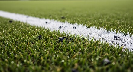 Football Field Close-Up with Goal Post and Grass Texture