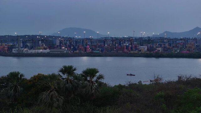  Aerial view of Jawaharlal Nehru Port, known as Nhava Sheva, is India&rsquo;s largest container port. Located near Mumbai, it plays a vital role in the nation's maritime trade.