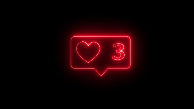 heart message love icon animation saber video on black background Neon line Digital Heartbeat Pulse Animation, like minimalist line animation like icon with a heart 3d render .black background.