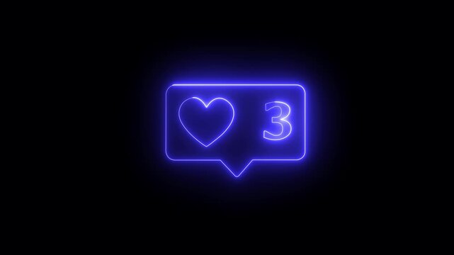 heart message love icon animation saber video on black background Neon line Digital Heartbeat Pulse Animation, like minimalist line animation like icon with a heart 3d render .black background.