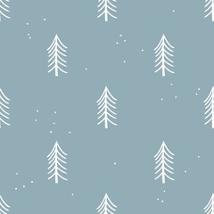 seamless pattern with cartoon trees. flat style. hand drawing. design for fabric, print, wrapper	
