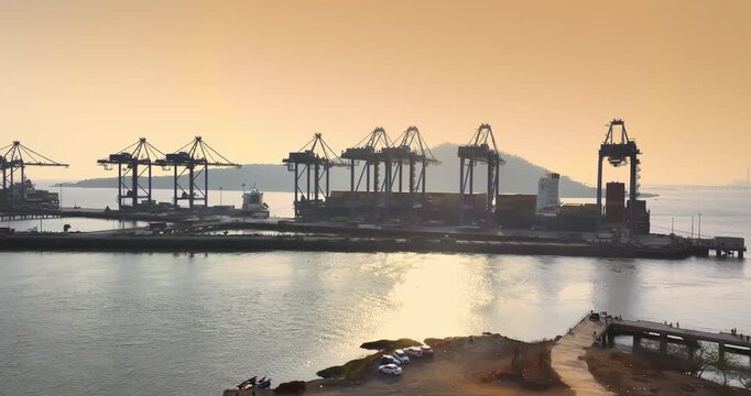 Aerial view of Jawaharlal Nehru Port, known as Nhava Sheva, is India&rsquo;s largest container port. Located near Mumbai, it plays a vital role in the nation's maritime trade.