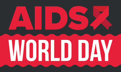 World Aids Day. Red ribbon symbol. Awareness and prevention hiv. Medical healthcare concept. Human support and protection. Celebrated annual in December 1. Poster, banner and background. Vector