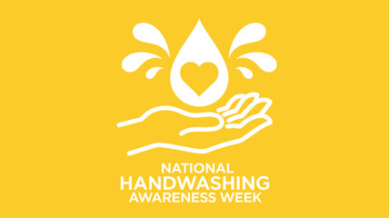 National Handwashing Awareness Week Graphic: Icon of Hand, Water Drop, and Heart Symbol Promoting Hygiene and Health Safety