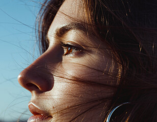close up of a woman face