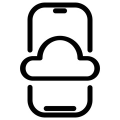 This icon represents cloud storage- showcasing seamless data backup and access via mobile phone. Ideal for app development- tech companies- and websites related to cloud computing.