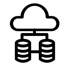 This icon represents cloud-based data storage and a decentralized network architecture. It's perfect for illustrating cloud computing concepts and related technologies.