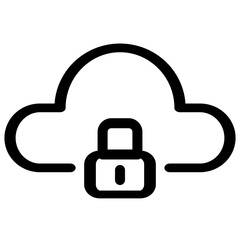 This icon symbolizes secure cloud storage- It represents data protection and privacy in cloud computing- Ideal for technology-related projects.