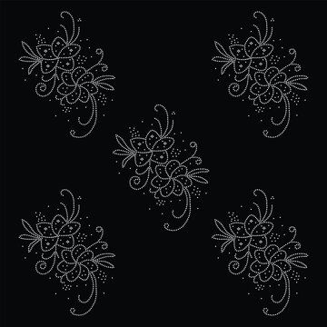 Rhinestone hotfix transfer design. Abstract crystal, beautiful glitter appliqu&eacute; rhinestone motif vector design, Unique modern rhinestone flower vector design.
