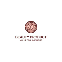 Elegant Rose Flower Logo Design for Beauty Product Brand with Creative Illustration